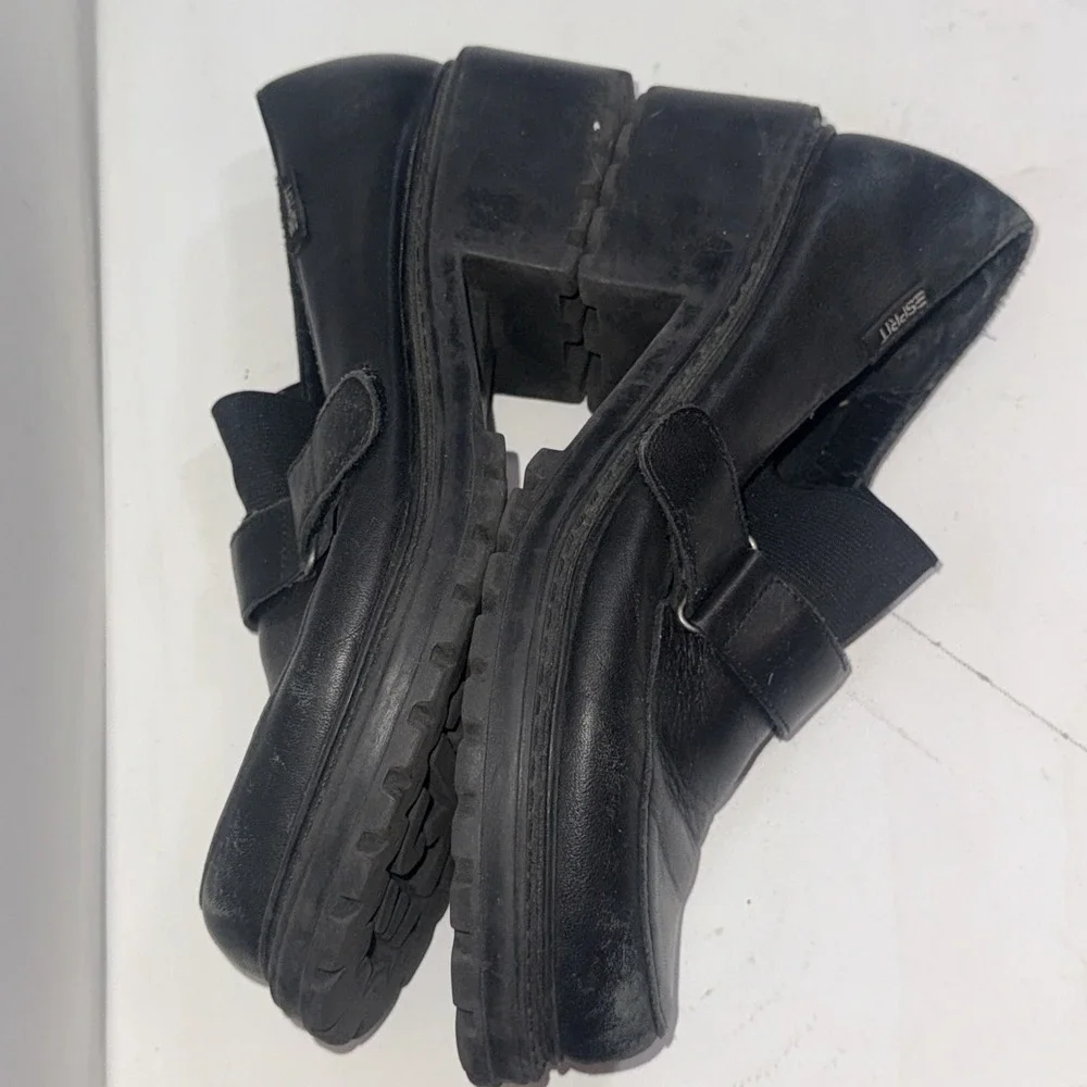 Vintage Esprit Chunky Platform Loafers Black 90s Y2K Goth Dark Grunge Shoes Sz 8